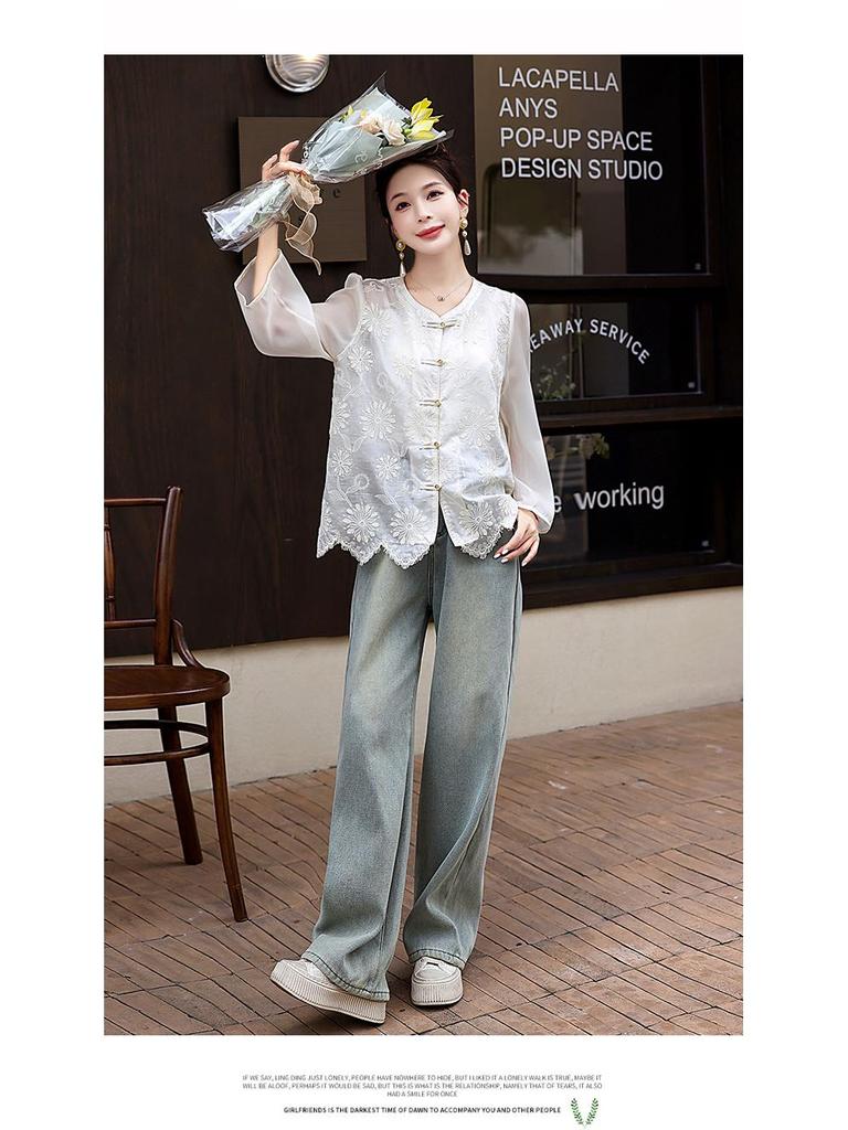 2025 Spring/Autumn Women's Retro Embroidered Short Jacket: Lightweight, Sun-Protection