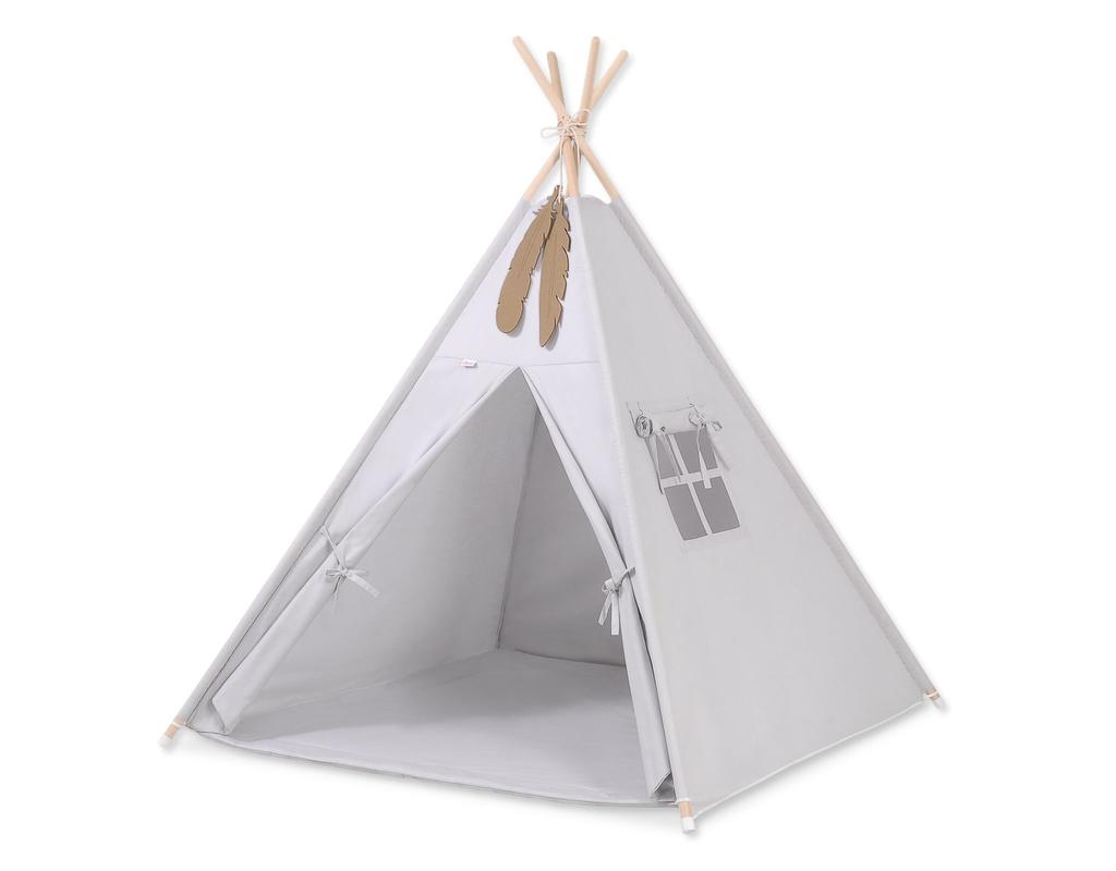 Namiot Tipi Dla Dzieci + Zawieszki Pióra - Szary