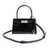 Lee Radziwill Crocodile Embossed Adjustable Detachable Shoulder Strap Leather Hand Shoulder Crossbody Bag Small Women Black 75269-001