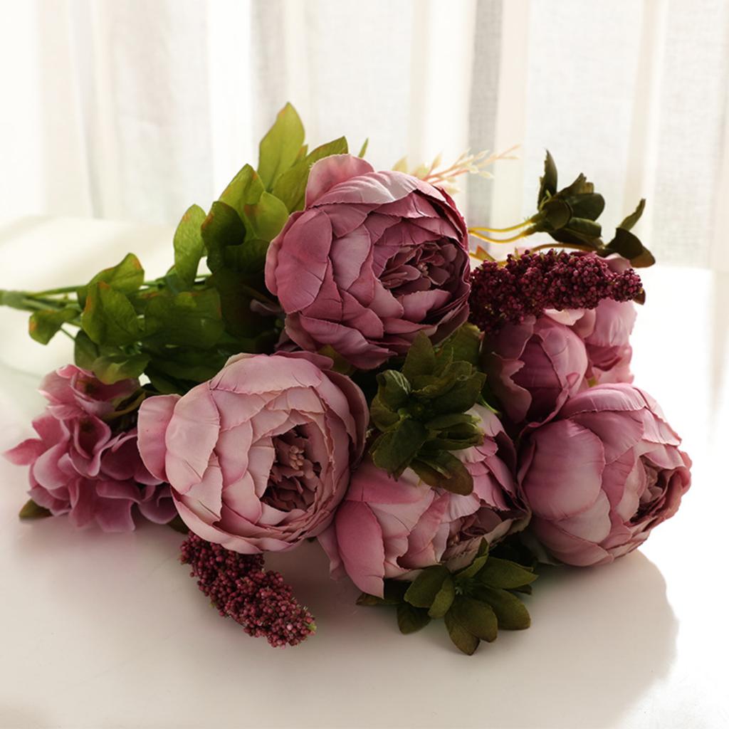European Style Artificial Flowers Vintage Bouquet Peonies Flowers for Home Table Centerpieces Wedding Decoration