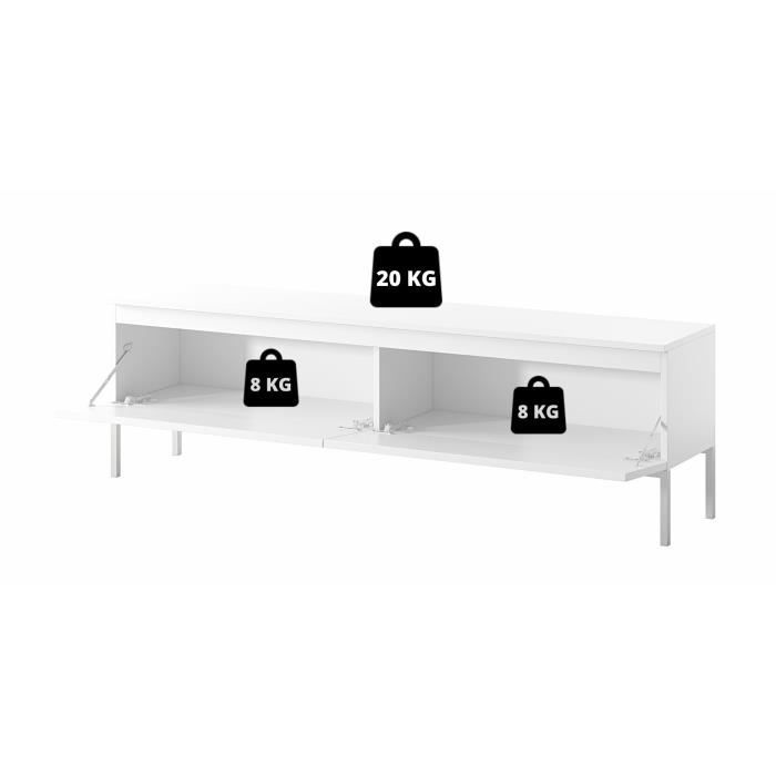 Meuble TV - BEMMI - 150 cm - blanc avec pieds dorés
