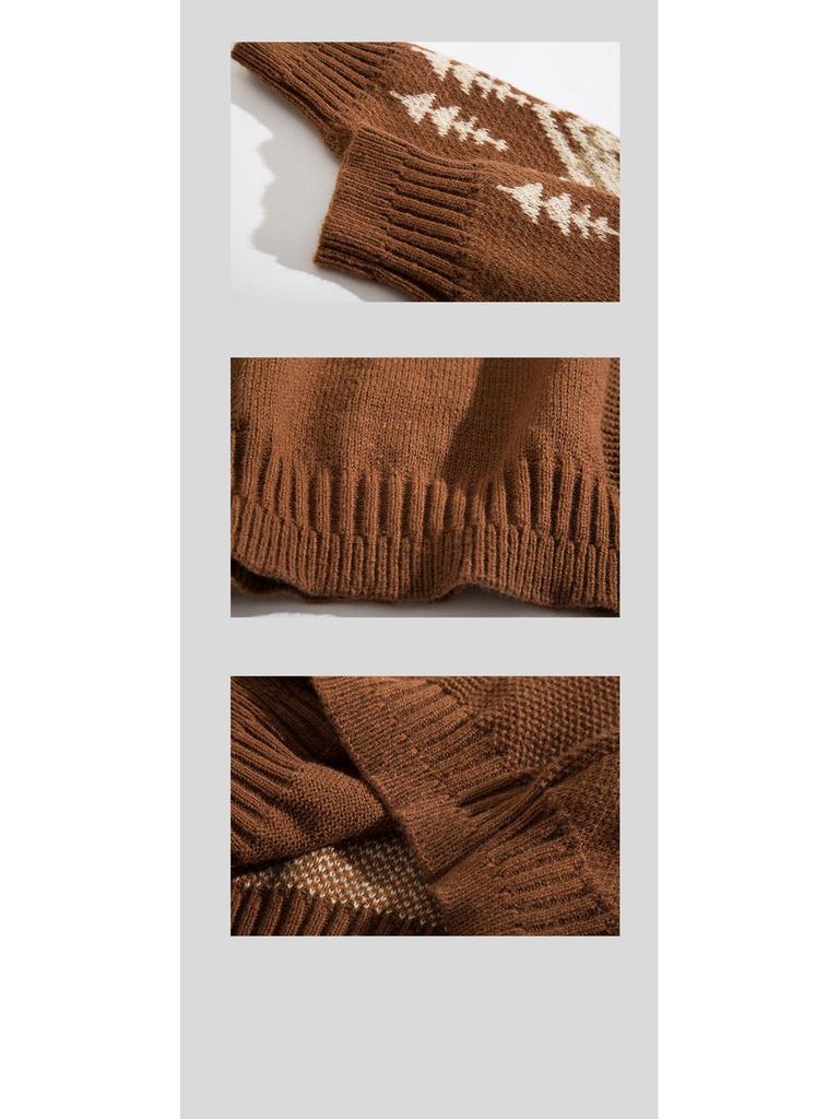 Herren Retro Ethno Stil Rundhals Pullover - Trendige Lässige Strickjacke mit Coolem, Lässigem Design.