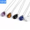 Popular Natural Stone Aura Crystal Teardrop Pendant