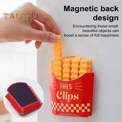 12Pcs Sealing Clips for Plastic Bags French Fries Shape Moisture-Proof Snack Fresh-Keeping Clips Reusable Magnets Kitchen Accessory for Refrigerator