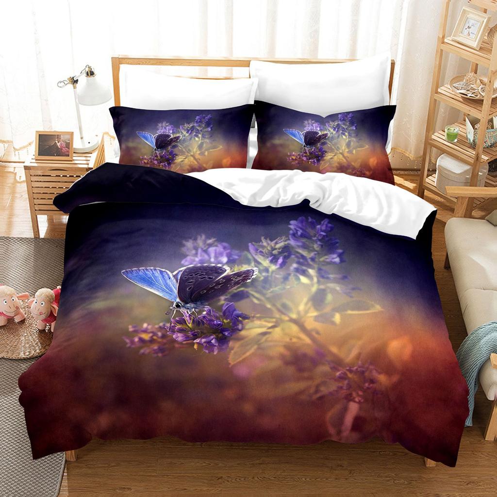 Butterfly 3D Digital Printing Kit Quilt Set Three-Piece Set