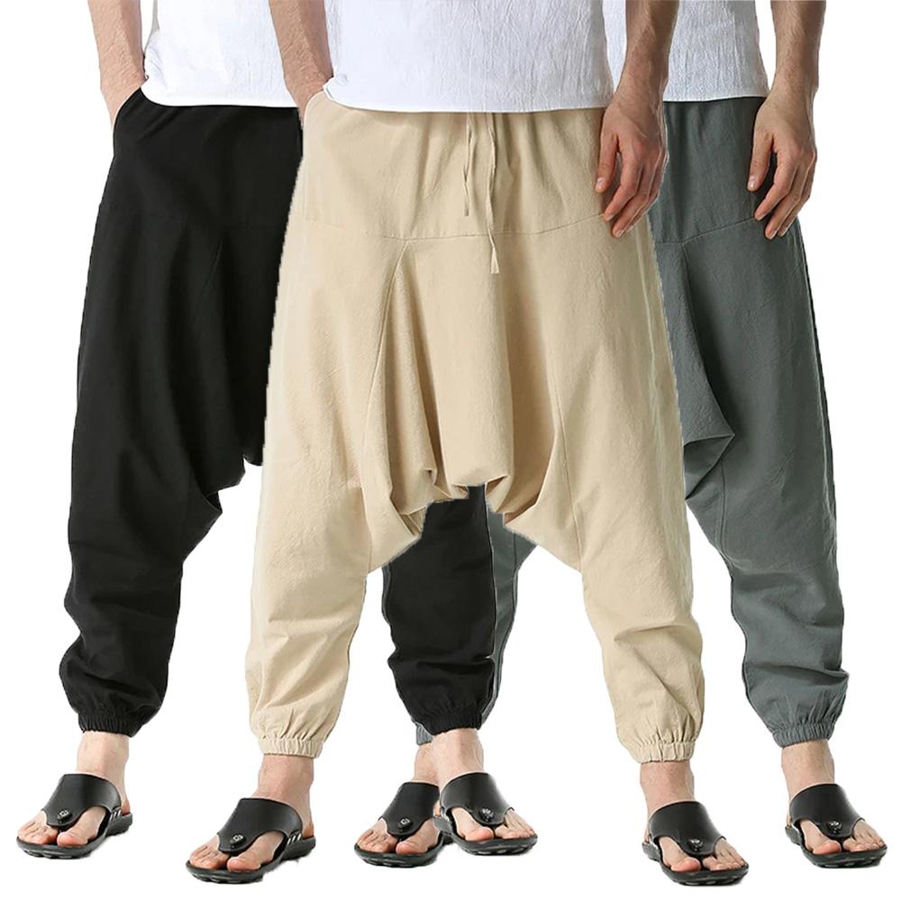 

Men Harem Pants Sweatwear Baggy Casual Yoga Loose Cotton Sport Jogging Pants Cross Pants for Men Japanese Streetwear XS чорний