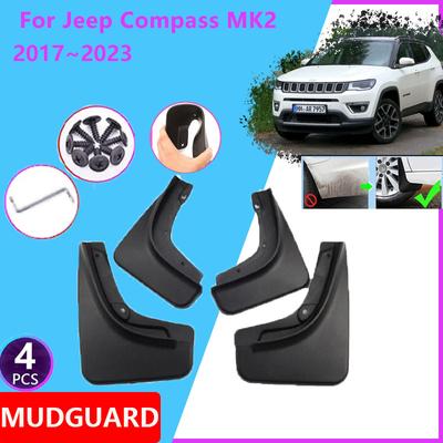 Car Mudguards For Jeep Compass 2017~2024 1.4T 2.4T MK2 Front Rear Wheel Splash Mud Guards Flaps Mudflaps Fender Car Accessories