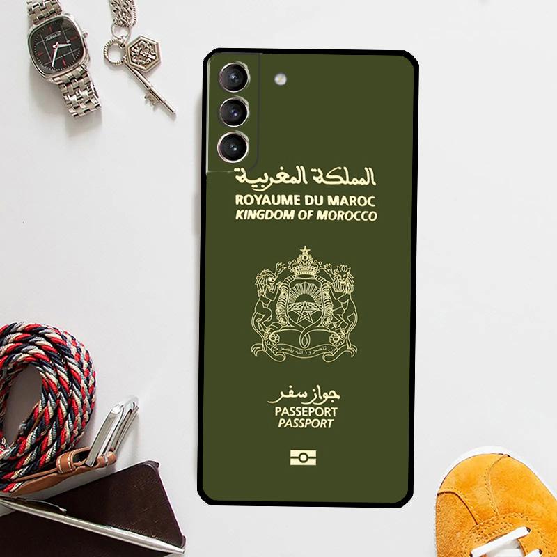 Funda con la bandera de Marruecos y el escudo de armas para Samsung Galaxy S24, S23, S22 Ultra, Note 20, 10, S8, S9, S10 Plus, S20 FE, S21 FE