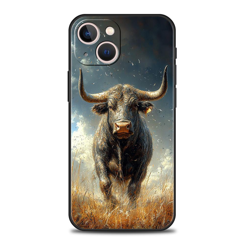 Luxury TPU Soft Phone Case For iPhone 17 Air 16E 16 11 15 14 Pro MAX 12 13 7 8 Plus X XR XS SE 2022 Cover Bull Animal