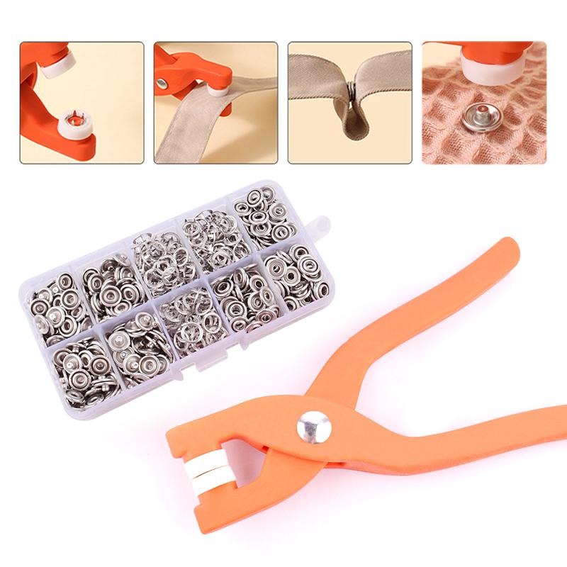 New 9.5mm Buckle Buttons Metal Colour Pliers Snap Button Claw Set Hand Pressure Plier Rivet Buckle Installation Tool Kit DIY