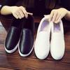Versatile Women's White Slip-on Shoes - Autumn/Winter Flat Leather Sneakers for Nurses and Students