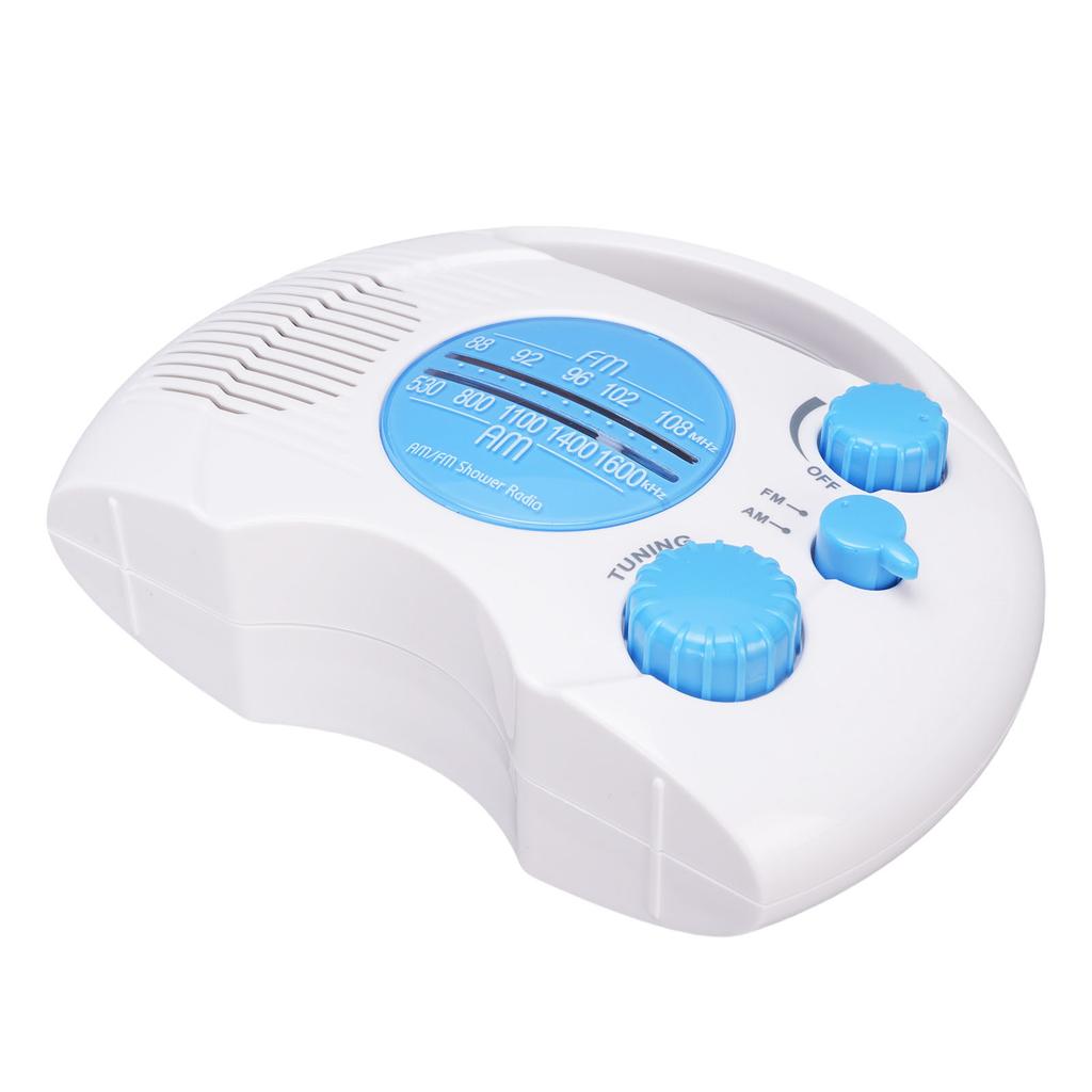 Shower Radio Water Proof Adjustable Volume AM FM Bathroom Radio Portable Easy Tuning Blue