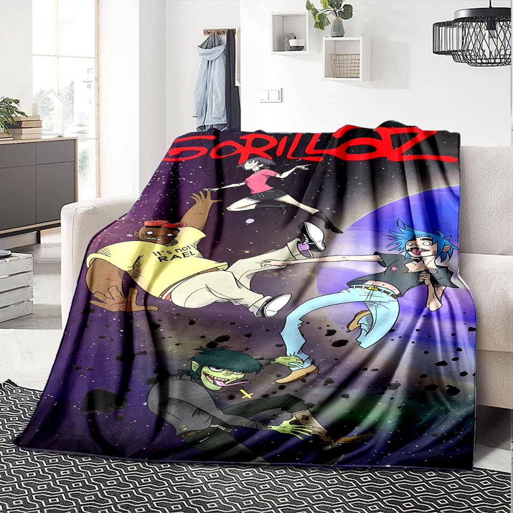 1pc Blanket - Gorillaz band Print Design,Lightweight Blanket for Sofa,Bed- Soft &Warm,Gift for All Seasons