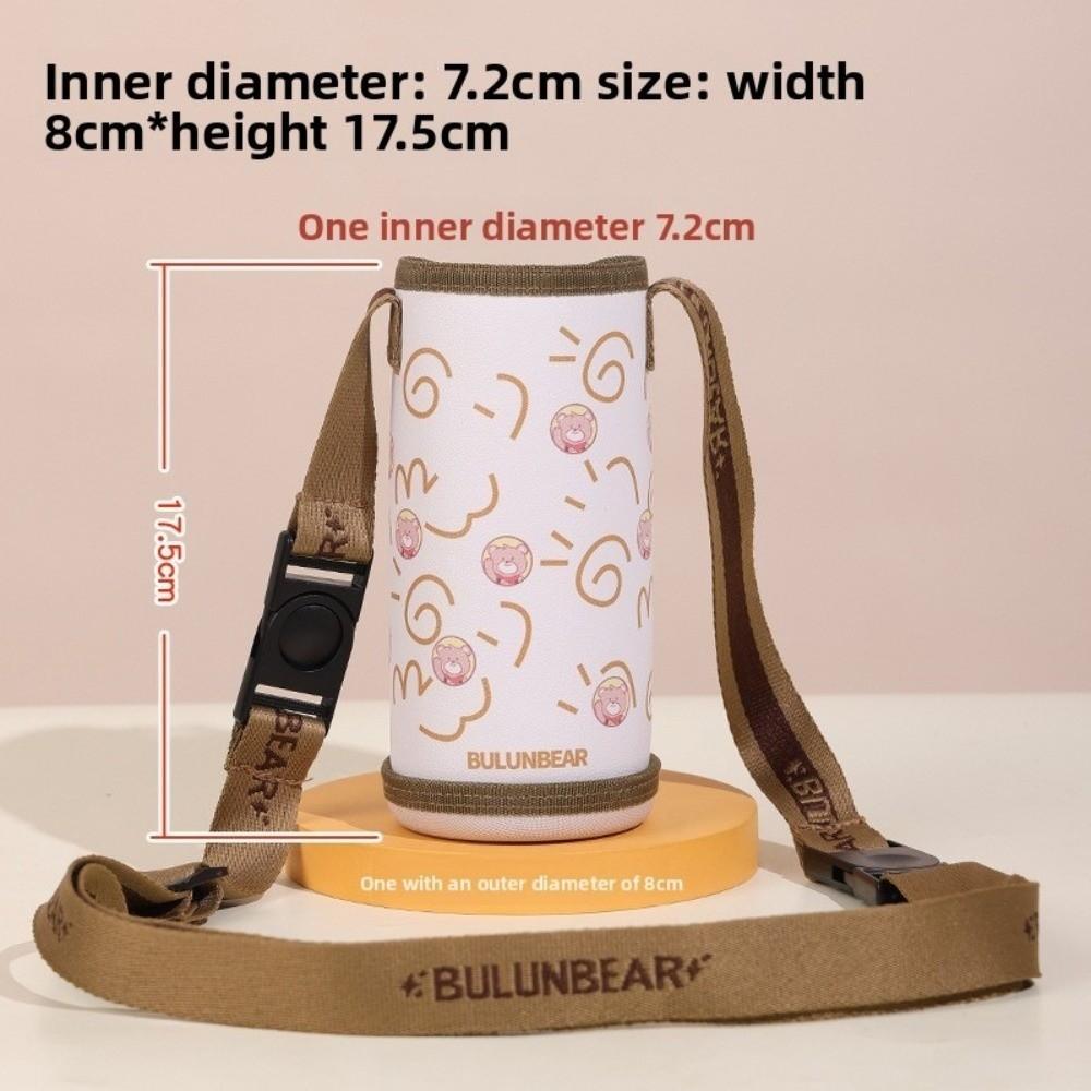 Cute Cartoon Print Sport Water Bottle Bag PU Eco-friendly Cup Holder with shoulder Strap Portable Cup Protective Cover