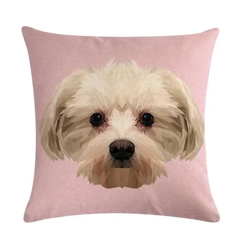 Cute Dog Cushion Cover Cartoon Pet Linen Pillow Cover Office Sofa Home Decoration Pillow Cover 45*45Cm