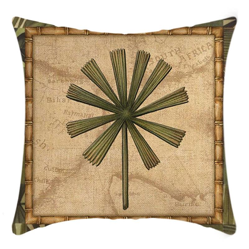 

New Green Plant Pillow Cover Antique Decorative Leaf Print Pillow Home Sofa Cushion Cover 45 * 45Cm pillowcase