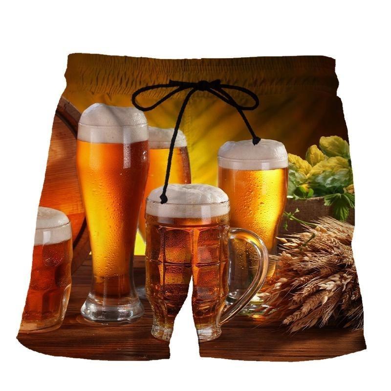 

3D-принт Смішні пивні пляжні шорти для чоловіків Хіп-хоп Круті великі штани Літня мода Повсякденні плавки Чоловічий одяг M