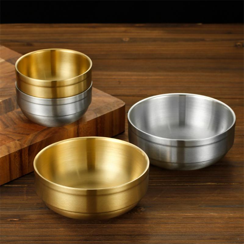 304 Stainless Steel Noodles Ramen Bowl Korean Tableware Dinnerware Anti-Scalding Double Layer Bowls Kitchen Cooking Utensils