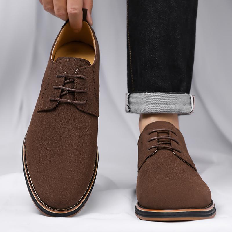 Men Brogue Casual Dress Shoes Soft Faux Leather Upper Non Slip Rubber Sole Business Walking Shoes Large Size Daily Office