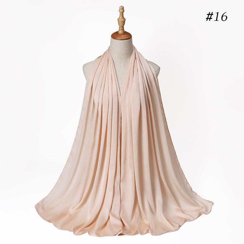 New Arrivals Crinkle Plain Color Satin Crepe Scarf Shawl Wrap Muslim Women Pleated Stain Silk Hijabs