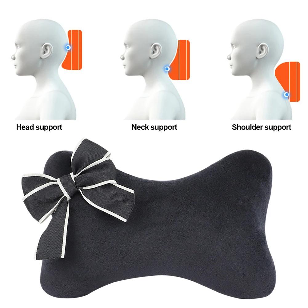 Car Seat Support Headrest Cushion Massage Neck Adjustable Auto Head Neck Pillow Bound-shaped Car Neck Pillow Kawaii Accessories