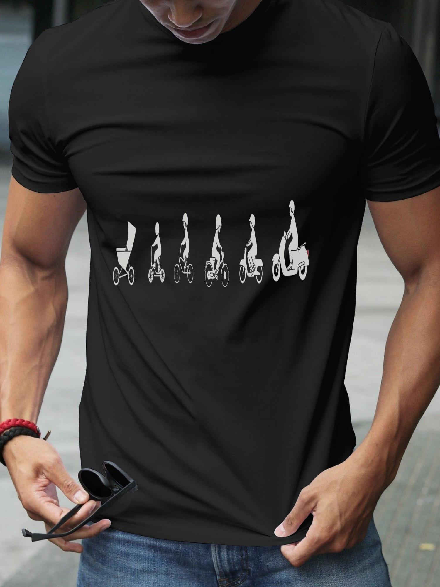 

1pc Evolutionary Transportation Graphic T-shirt - 180g Cotton Crew Neck Short Sleeve Tee with Single-Sided Digital Print L