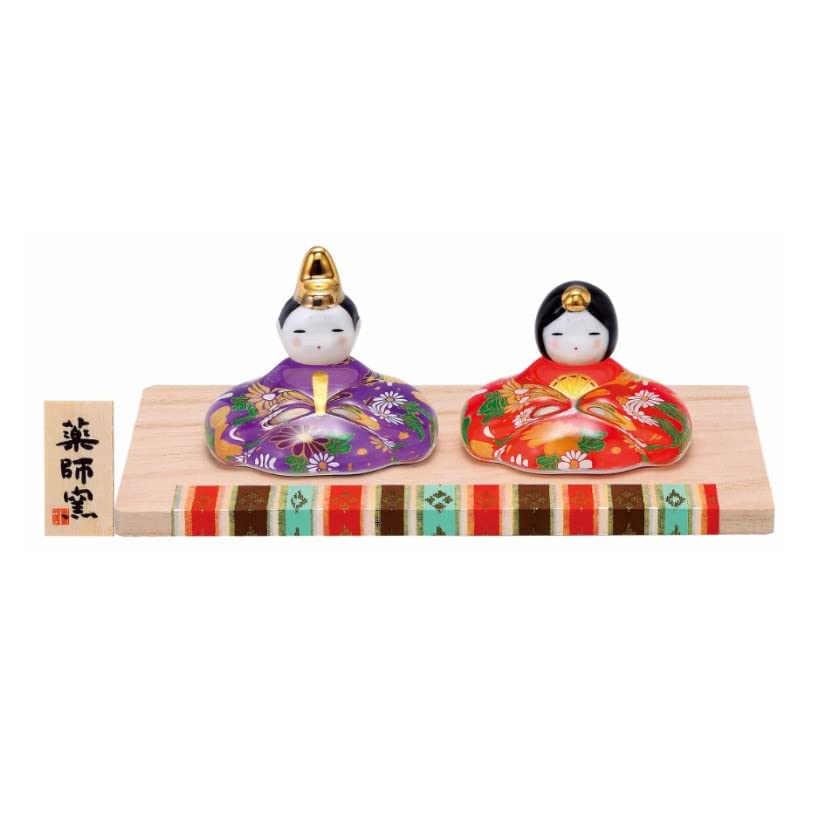 Yakushi Kiln Peach Festival Hina Colorful Glass Seated Dolls Dolls, (Hana Yuzen)