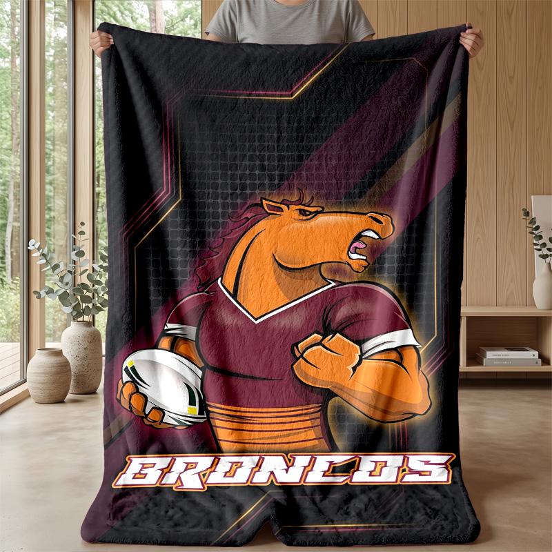 Coperta in Pile Flanella Brisbane Broncos Coperta Calda e Accogliente per Divano Letto Viaggio Uso Stagionale