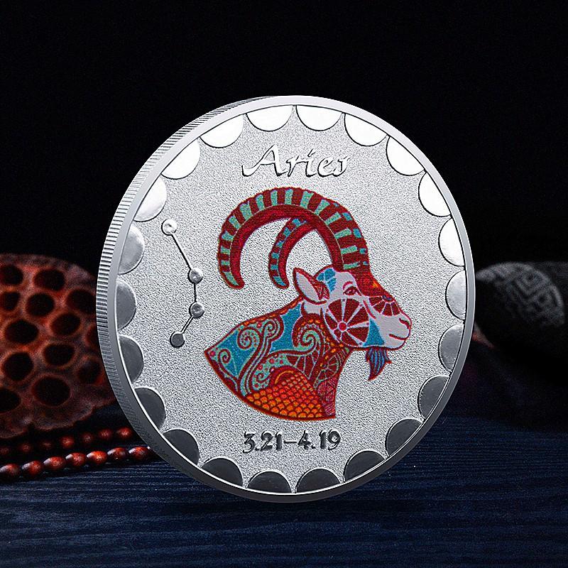 Twelve zodiac signs, silver plated paintings, Sagittarius, Leo Libra, commemorative coins, ornaments, decorative love coins