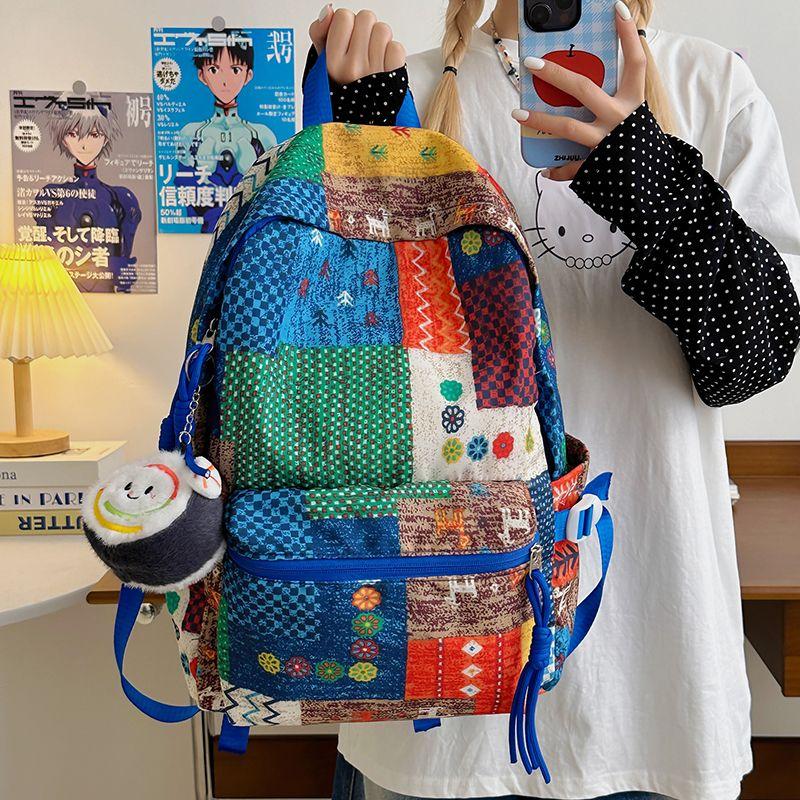 Backpack Canvas Patchwork 2025 Spring Summer Autumn Fashion Vintage Patchwork Backpack