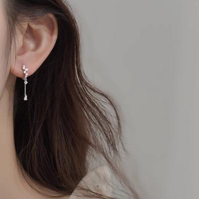 1 Pair Sterling Silver Tassel Earrings For Women With Brilliant Cubic Luxury Cute Earring  Party  Dropshipping