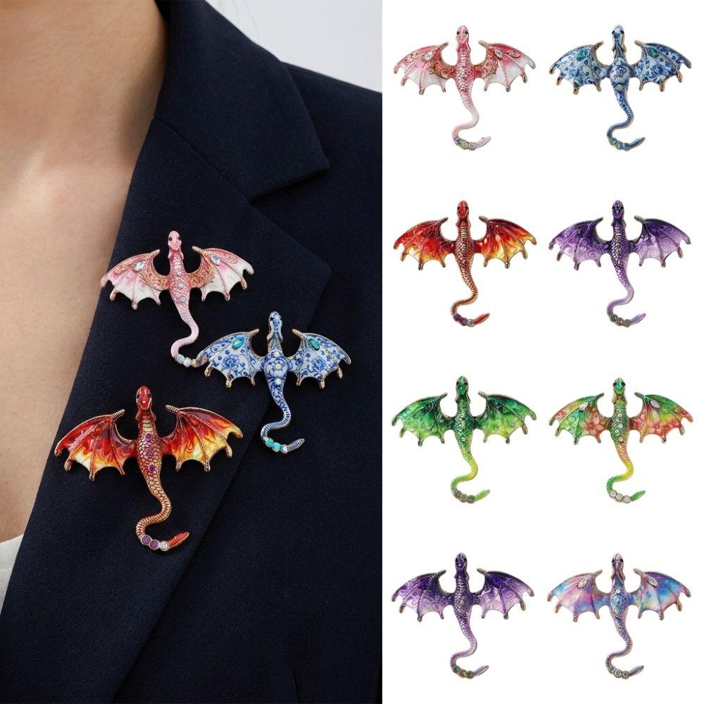 Colorful Rhinestone Enamel Flying Dragon Brooch Animal Dragon Brooch  Home Decoration Gift