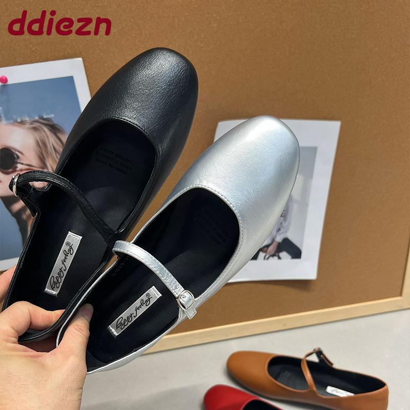 Fashion Fashion Buckle Strap Mary Janes Flats Shoes For Ladies 2025 New Female Round Toe Footwear Shallow Women Ballet Flats Shoes