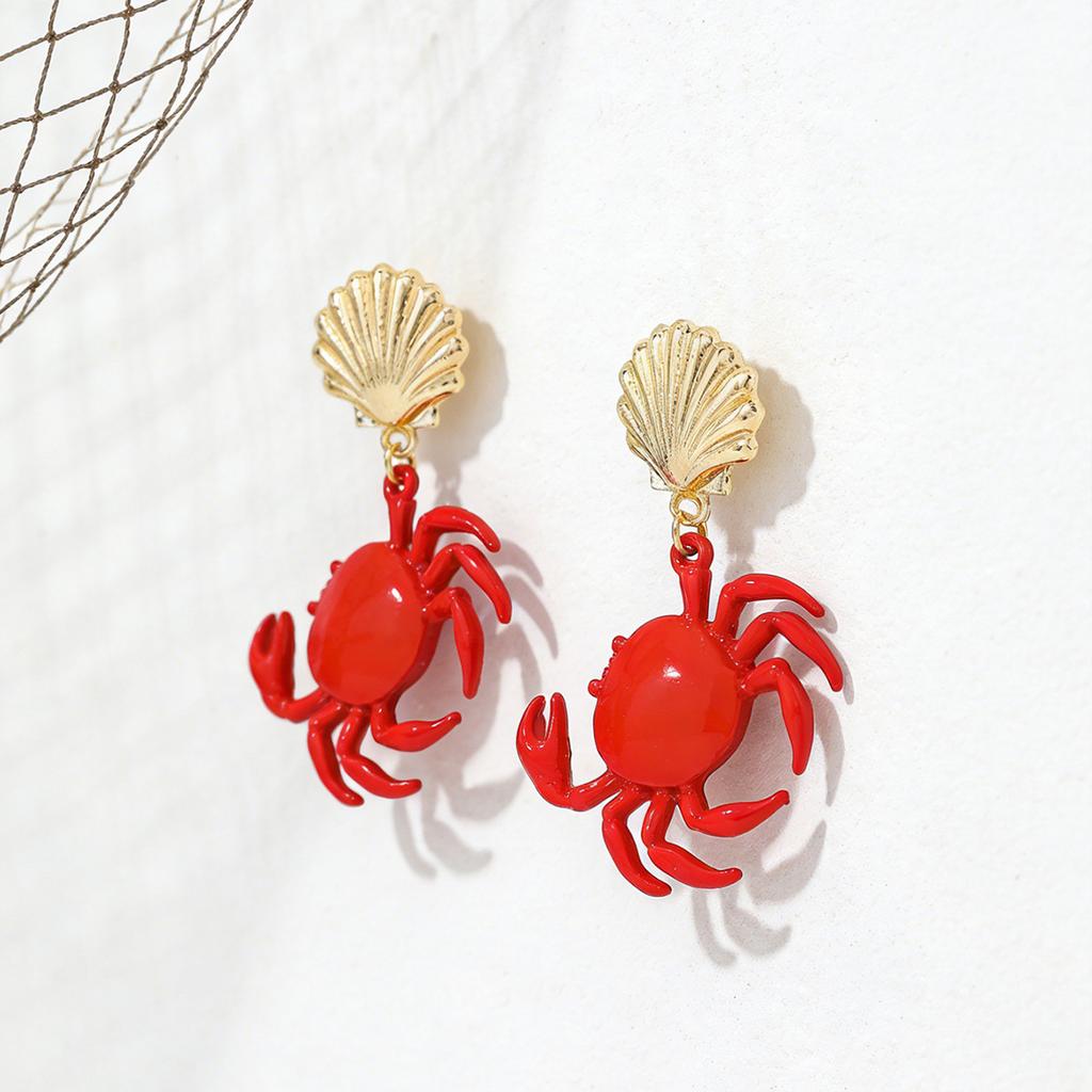 European and American personality crab earrings marine animal series enamel craft earrings summer fashion earrings