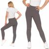 MORAJ Women's High Waist Ribbed Leggings, Fashionable Gray Leggings, S/M Gray