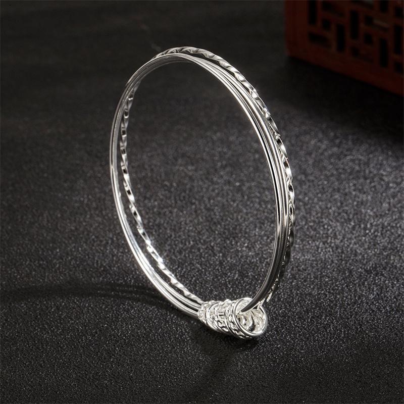 New 925 Sterling Silver Bangle Women's Bangle Three-ring Buckle Fashion Jewelry Charm Wedding Wedding Gift  Adjustable