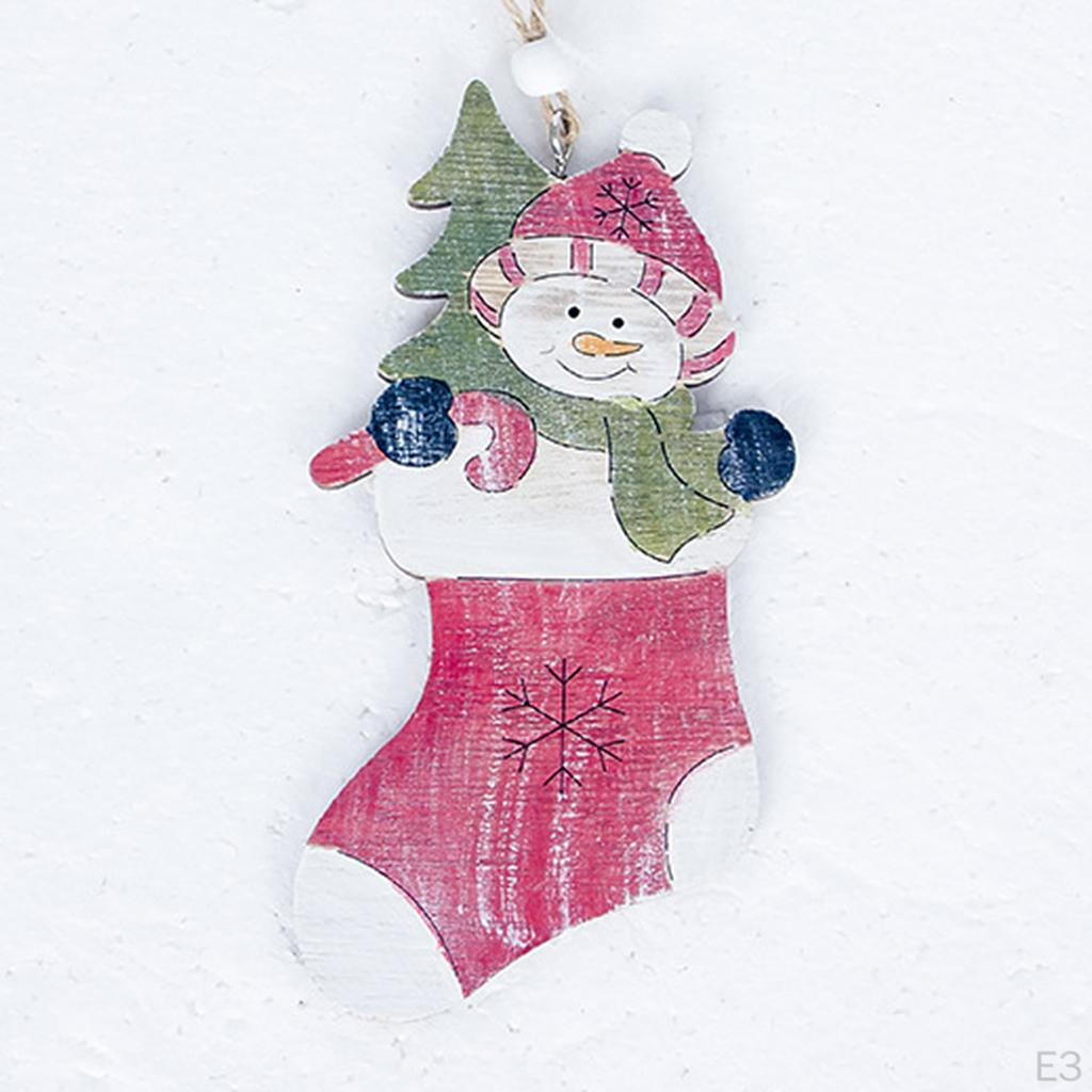 Decorations Wooden Painted Christmas Sock Crafts Hanging Ornament Tree Pendant Decoration