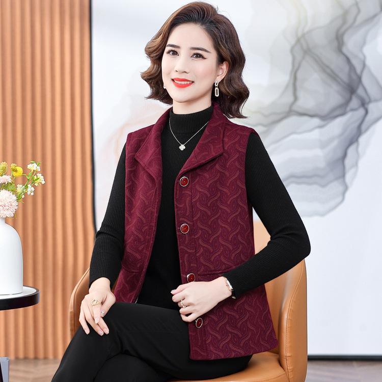 

Mother s Autumn Vest New Coat 50-year-old Middle-aged and Elderly Women s Autumn and Winter Cloth Vest Vest Vest Inside and Outside. XL красный