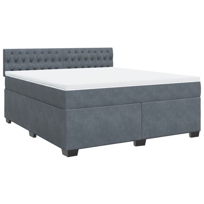 Maison Exclusive - Sommier à lattes de lit et matelas Gris foncé 180x200cm Velours
