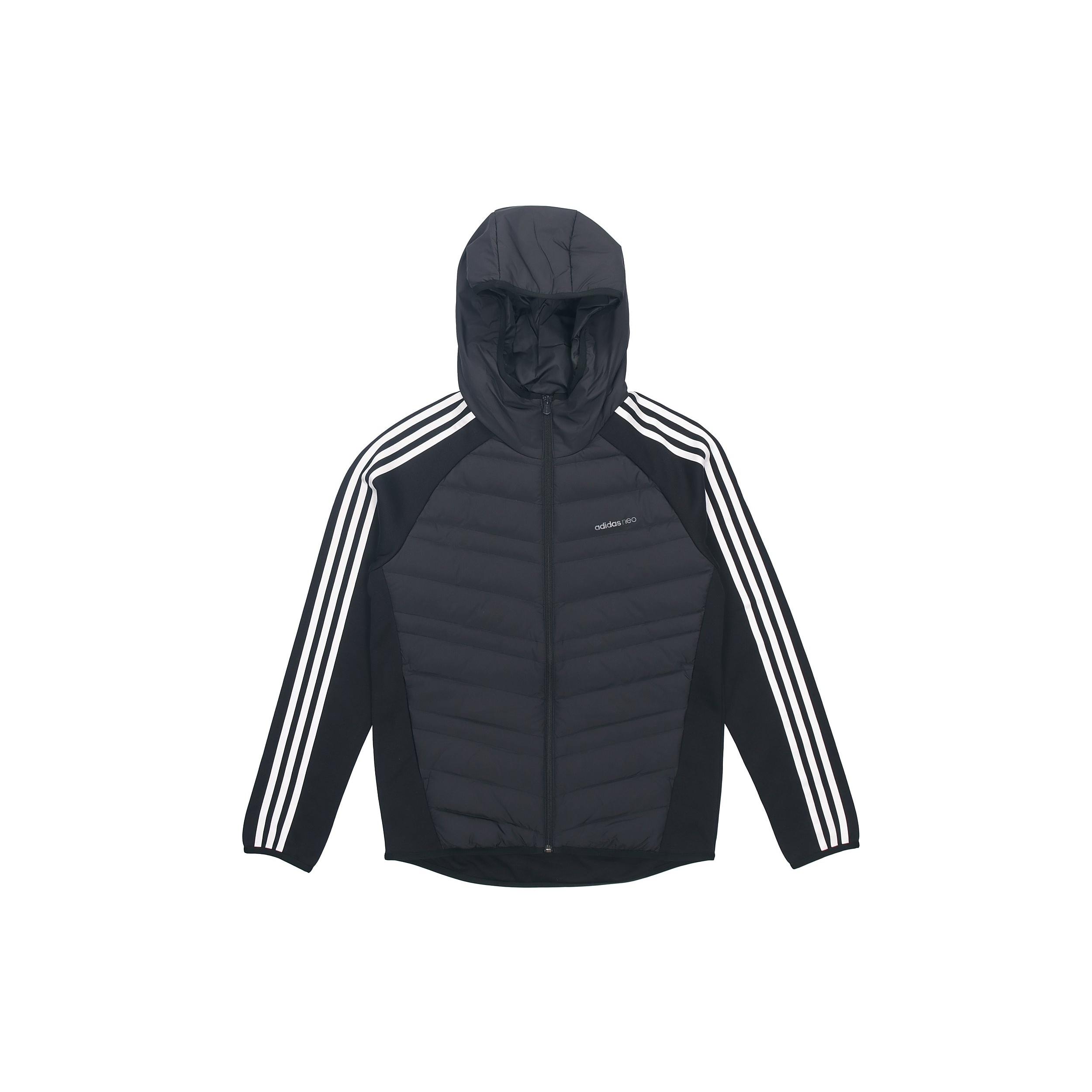 adidas neo M Dwn Hybrd Jkt Splicing Sports hooded down Jacket Black Men s H45248 S