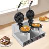 2400W Belgian Waffle Maker Machine W/ 2 Baking Pans, 180° Flip Non-Stick Double Head Waffle Maker with Temp & Time Control