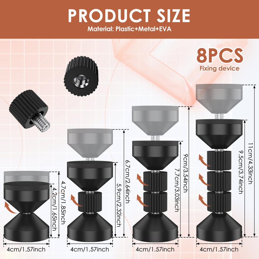 8Pcs Headboard Stopper 4.2-11CM Adjustable Bed Frame Anti-Shake Tool Self-adhesive Telescopic Support Hardware Fasteners Set