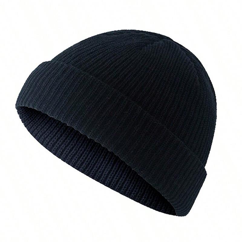 Men Women Minimalist Solid Knitted Beanie Hat With Short Brim Windproof Warm Daily Travel Casual Fashion Headwear Accessory