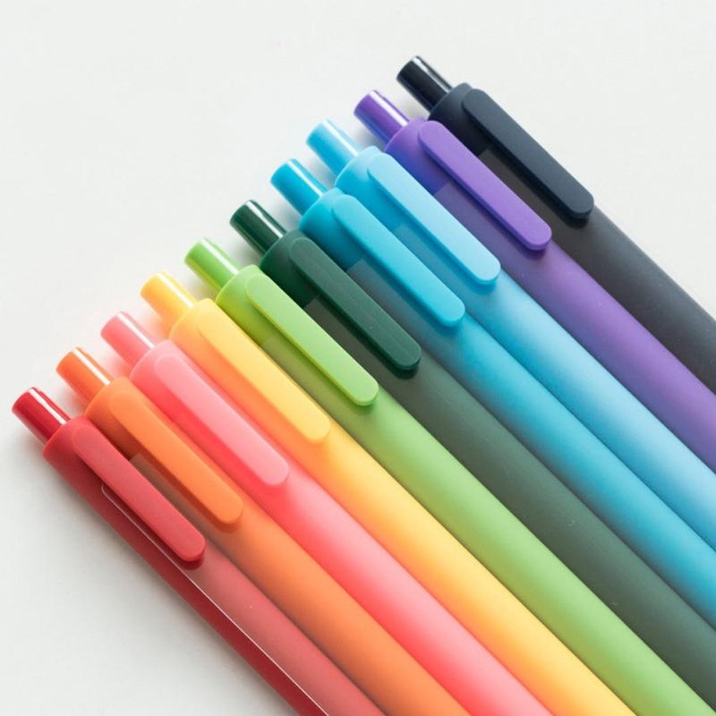 10/20Pcs Retractable Gel Pen Quick Drying 0.5MM Press Action Gel Inks Pens for Writing Journaling Office School Supplies