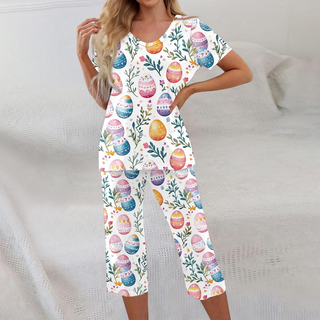 2 Piece Sets For Women Short Sleeve Top And Pants With Pockets Workout Soft  Print Sets