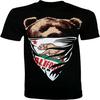 California Republic Men's T Shirt (White Bandana Bear) Black