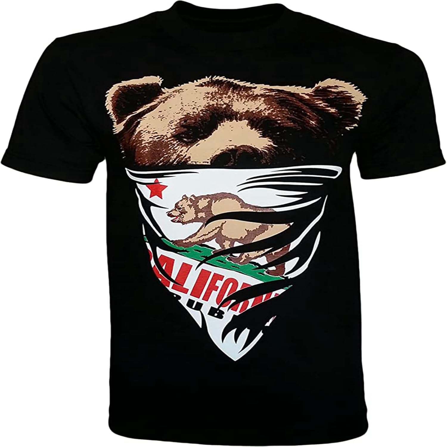 California Republic Men s T Shirt (White Bandana Bear) Black 4XL чёрный