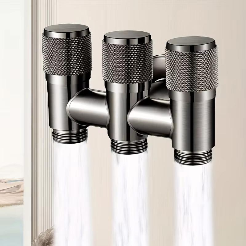 Stainless Steel 3-Way Water Valve Easy Adjust 1 Inlet 3 Outlets With Water-Stop Connector for Balcony Plant Watering