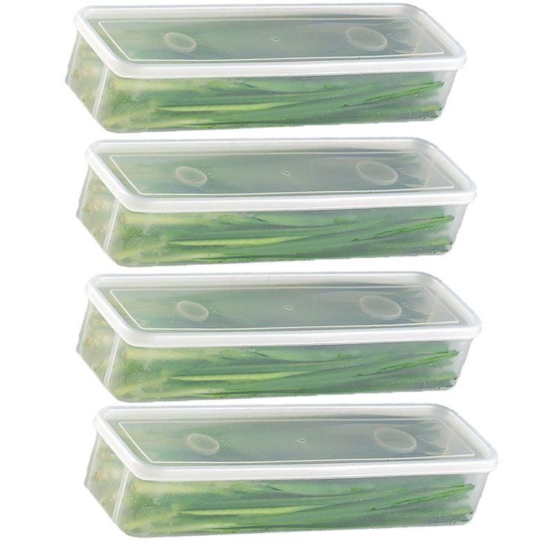 1/2/4 Stück Lange Rechteckige Lebensmittelaufbewahrungsbehälter, Wiederverwendbare Kunststoff-Kühlschrank-Organizer-Boxen für Kräuter, Gemüse, Nudeln