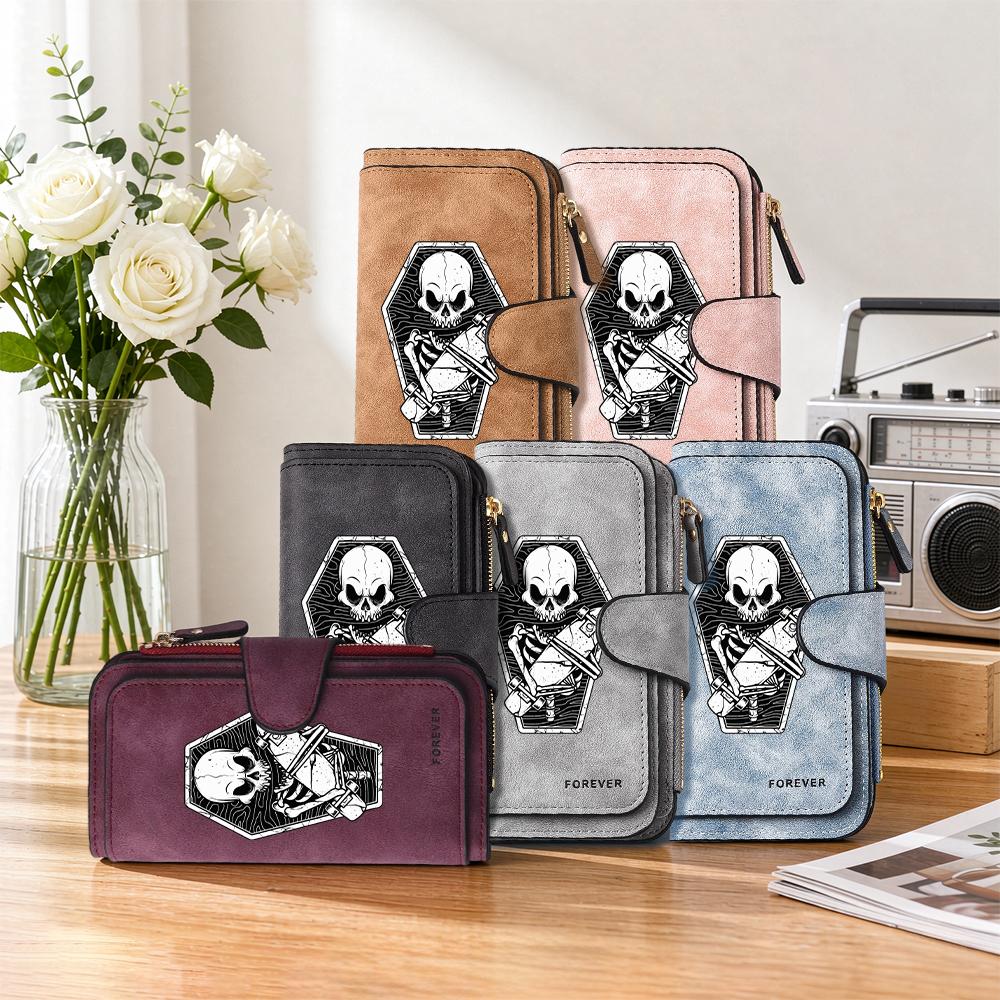 Gothic Skull Print Long Wallet Fashion Portable Card Holder